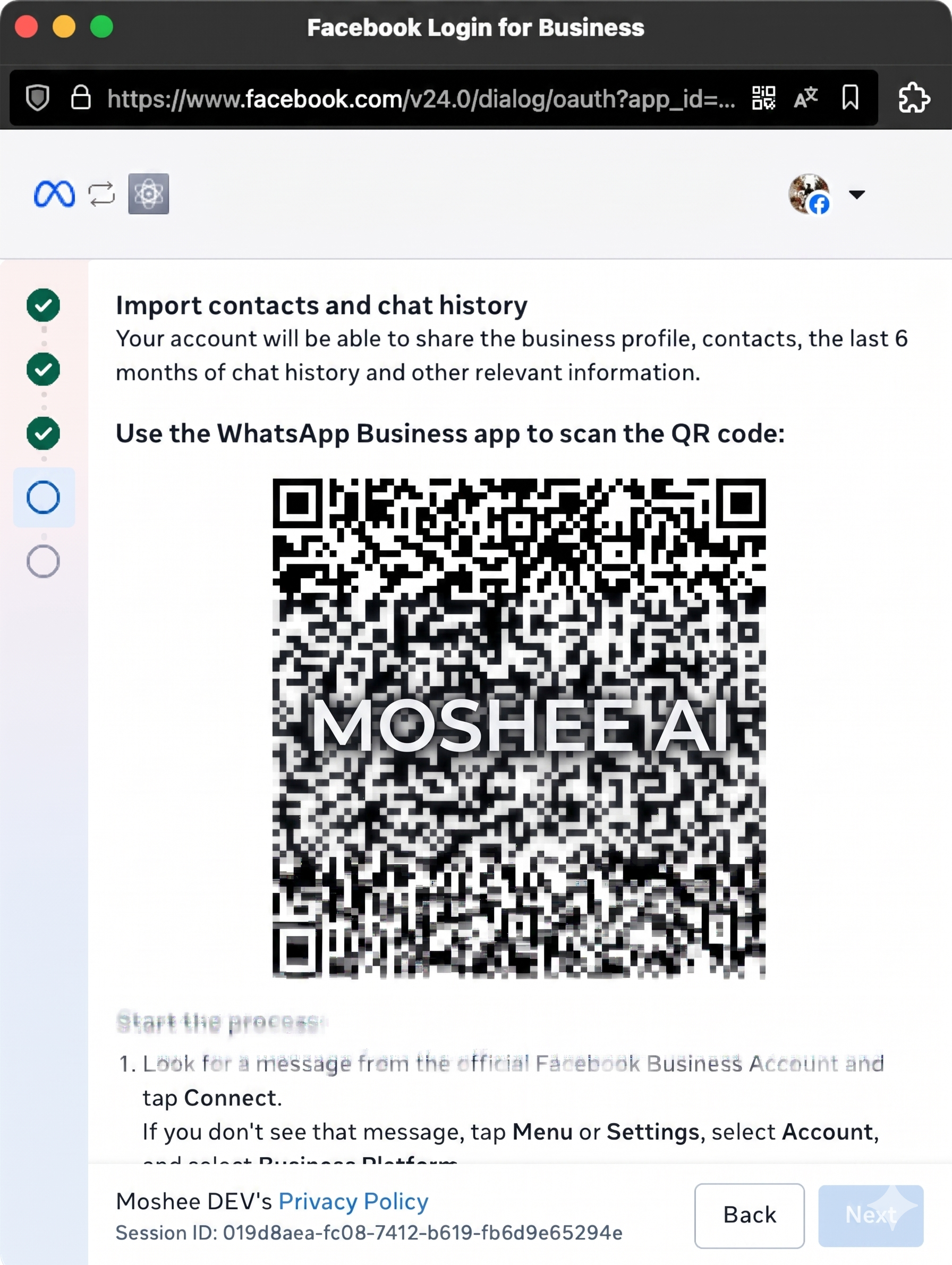 QR code screen for coexistence